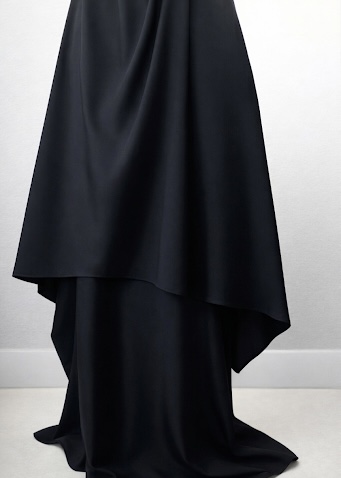 Ensemble sur-mesure pour femme musulmane : cape sans manche et abaya, couleur unie noir.