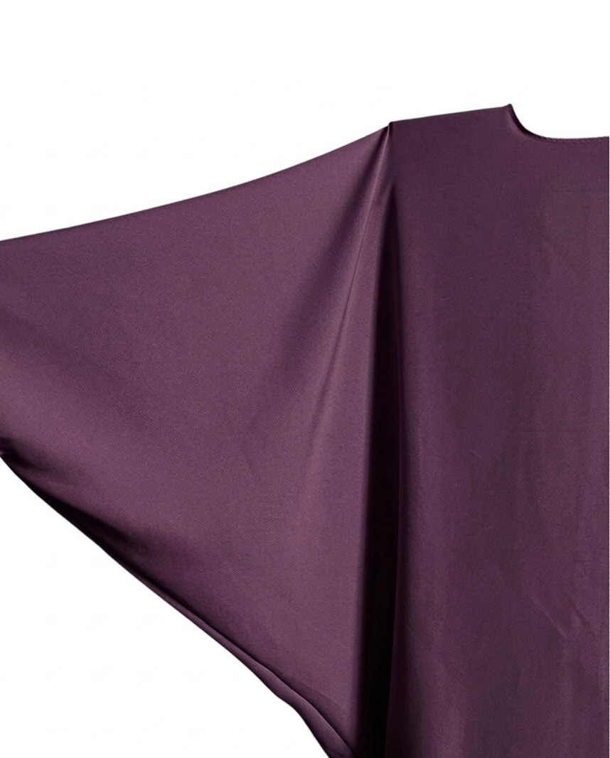 Abaya sur-mesure longue et extra-ample, couleur unie violet (prune). – Image 2